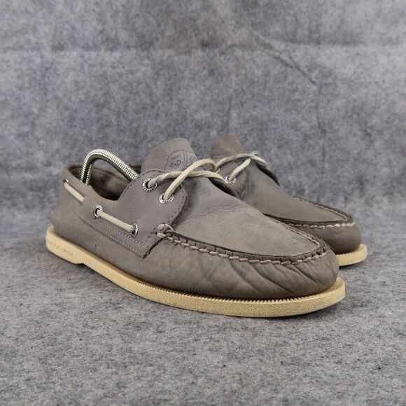 Sperry Mens 8 Top Sider Boat Shoes Classic Leather Lifestyle Preppy 2 Eye Grey main image 9